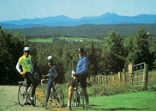 Riders pause at a Cabot overlook.