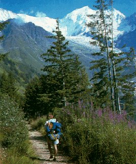 Hiking toward Mont Blanc.