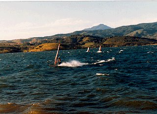 Sailing on a choppy Lake Arenal.