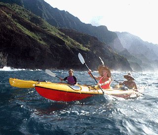 Kayaking off the Na Pali coast.