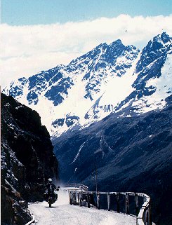 A biker passes through the Eastern Alps.