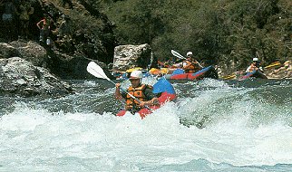 Riding the rapids.