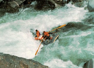 Riding the rapids.