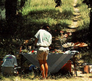 Picnicking in the Dordogne Valley.