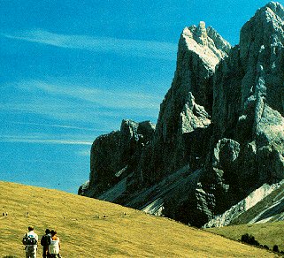 Hiking in the foothills of the Dolomite mountains.