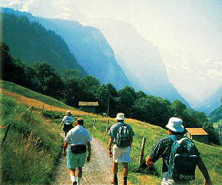 Hike along the base of the snow-capped Alps.