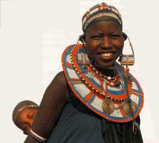 Masai mother with hitchhiker.