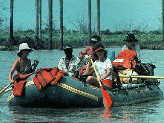 Floating on the Rufiji River.