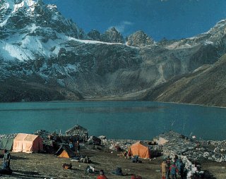 Scenic campsite at Gokyo.