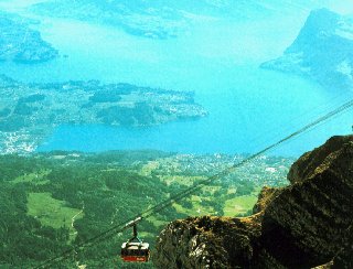 A cable car above Lake Lucerne.