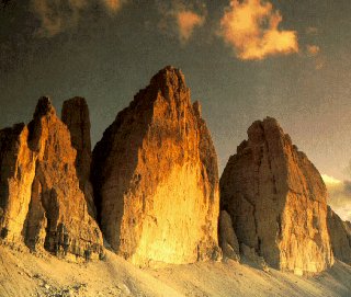 The Tre Cime di Lavaredo, Dolomites, Italy.