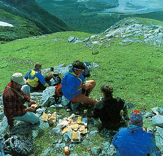 Lunching above the Alsek River.