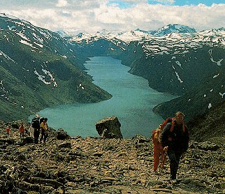 Hiking in Norway's Jotunheimen Mountains.