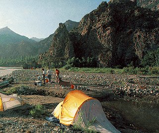 Camping beside the Coruh River, Turkey.