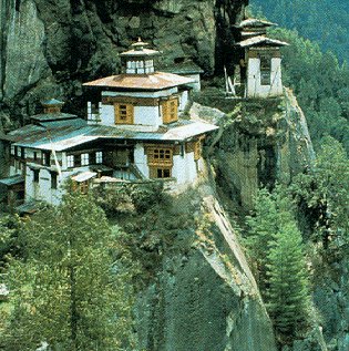 The hillside Taktsang monastery in Bhutan.