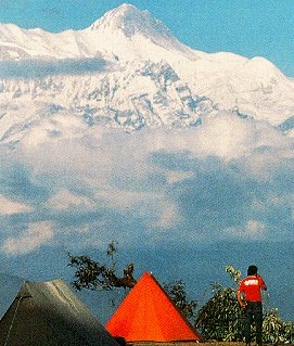 Camping in the foothills of the Annapurnas.