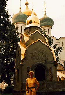 Visiting a monastery in Moscow.