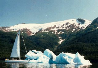 Sailing past icebergs in the Tracy Arm Fjord.