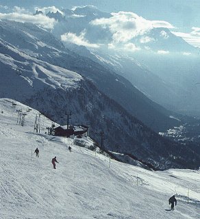 Skiers on the Alpine slopes.