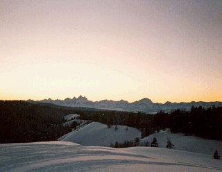 The Teton Mountains from Togwotee Lodge.