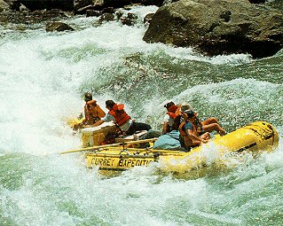 Rafters handle the rapids of the Bio-Bio River.