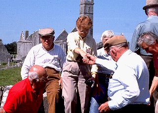 Elderhostelers explore castle ruins in Ireland.