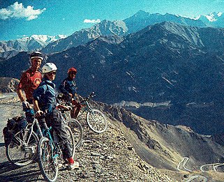 Bikers pause for a refreshing view.