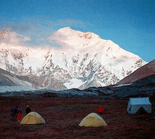 Camp below the Kangshung Face of Mount Everest.