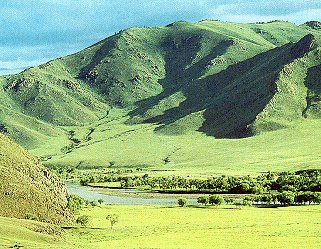 The grassy plains of central Mongolia.