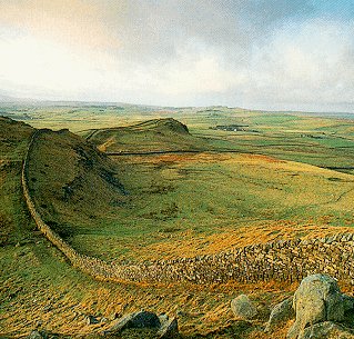 Hadrian's Wall in Northumbria, England.
