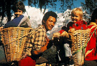 Youngsters enjoying the ride on a Himalayan trek.