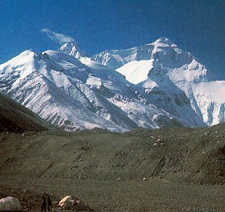 The north face of Mt. Everest in Tibet.