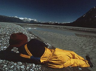 Relaxing along the river banks.