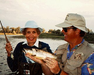 Showing off a colorful trout.