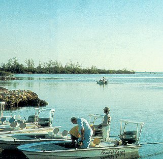 Preparing for bonefishing in the Bahamas.