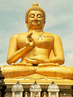A giant golden Buddha.