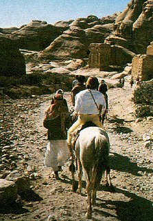 Riding into Petra.