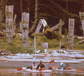 A Ninstints Village on Queen Charlotte Islands.