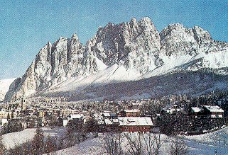 The snows and peaks of Cortina, Italy.