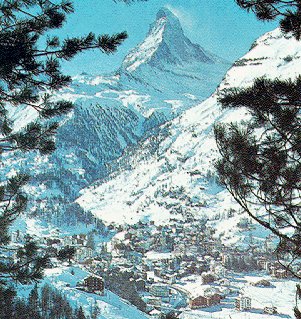 The Matterhorn looms over Zermatt.