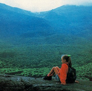 Admiring the White Mountains of New Hampshire.