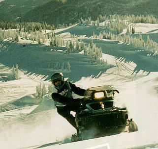 A sledder tears through Yellowstone.