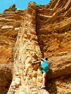 Climbing unique geologic formations in the desert.