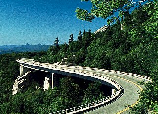 A winding road in the Blue Ridge Mountains.