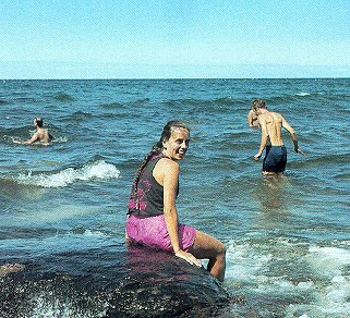 Taking a dip in Lake Michigan.