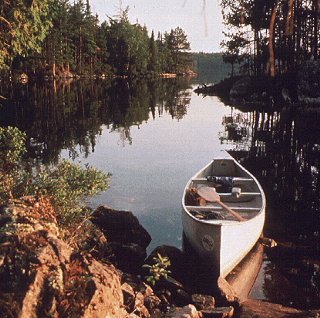A canoe sits ready for its next trip.