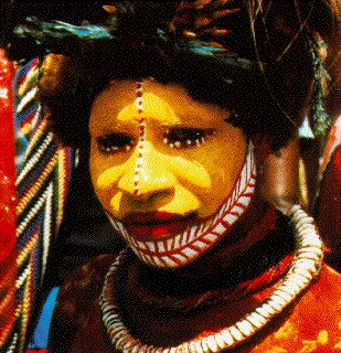 A young woman of the Huli tribe.
