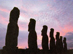 The great stone monoliths of Easter Island.