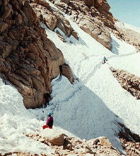 Climbing in the mountains of California.