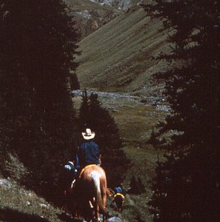 Riding through Wyoming's rugged highlands.